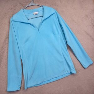 Columbia Jacket Women XL Blue Arctic Air Fleece 1/4 Zip Cozy Winter Warm Outdoor